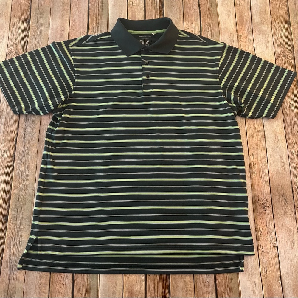 Adidas mens short sleeve Clima-lite striped polo shirt | size Large